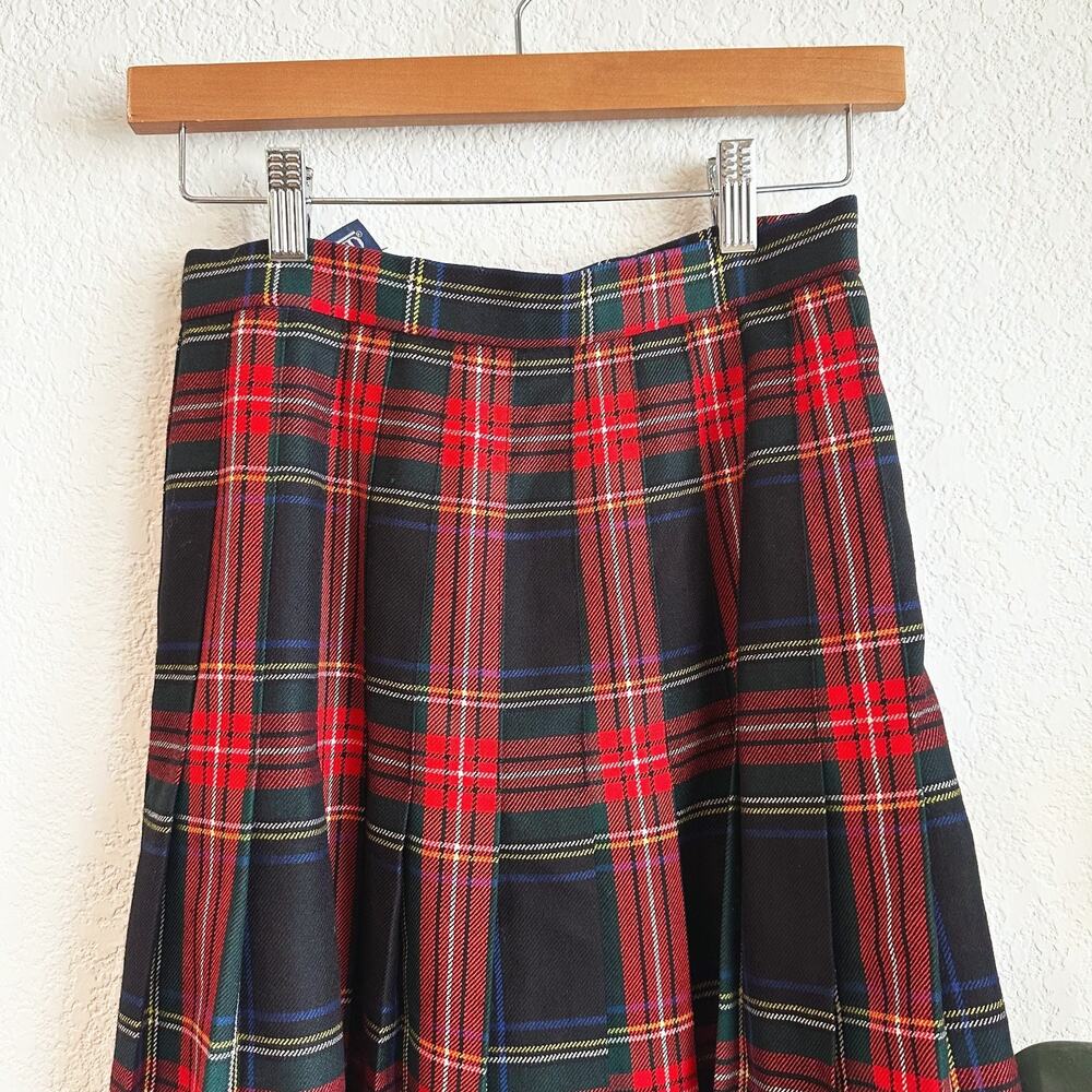 VTG Land's End 100% Wool Tartan Plaid Skirt 8 Made In England Preppy Academia - Picture 2 of 9